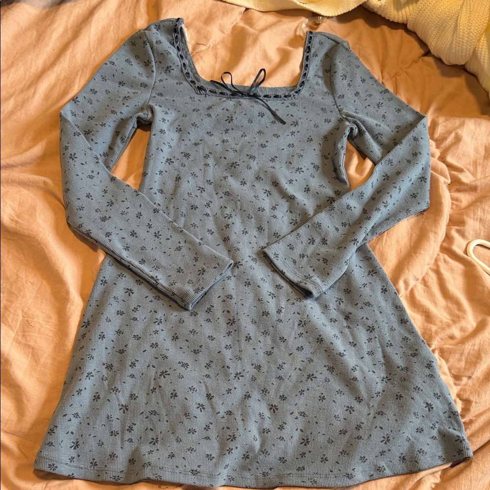 art class Blue Floral Long Sleeve Dress Top